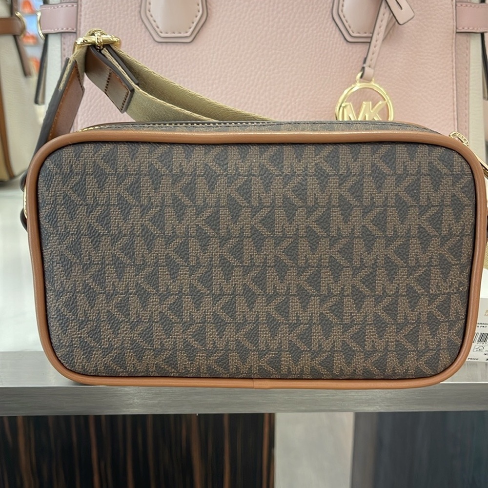 Michael Kors Bradshaw Extra-Small Metallic Signature Logo Camera Crossbody Bag - Picture 14 of 16